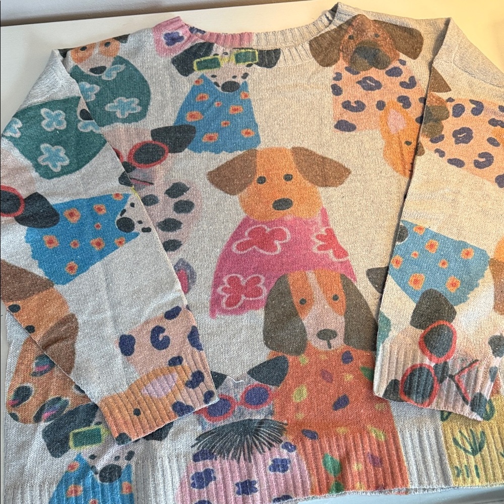 Multicolor Dog Print Sweater